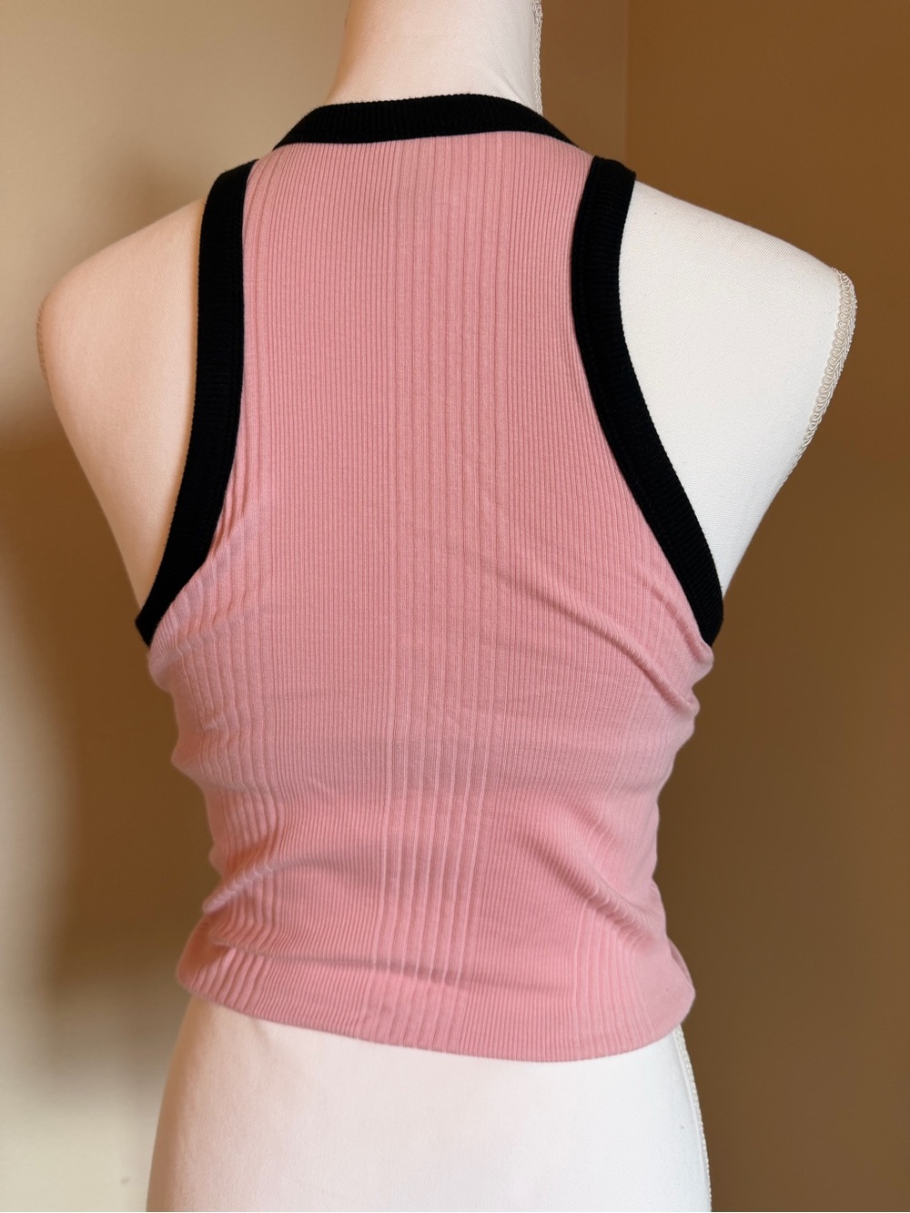 PINK Victoria's Secret Pink Ribbed Tank with Black Trim - Picture 2 of 3